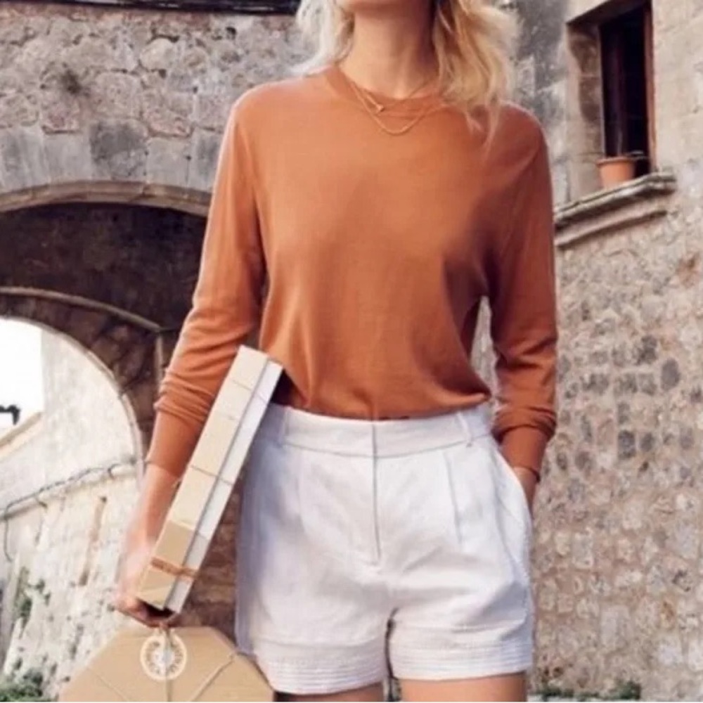 J.Crew Crochet Trim Linen Shorts – Style C0896 – Size 10 Ivory White 🤍